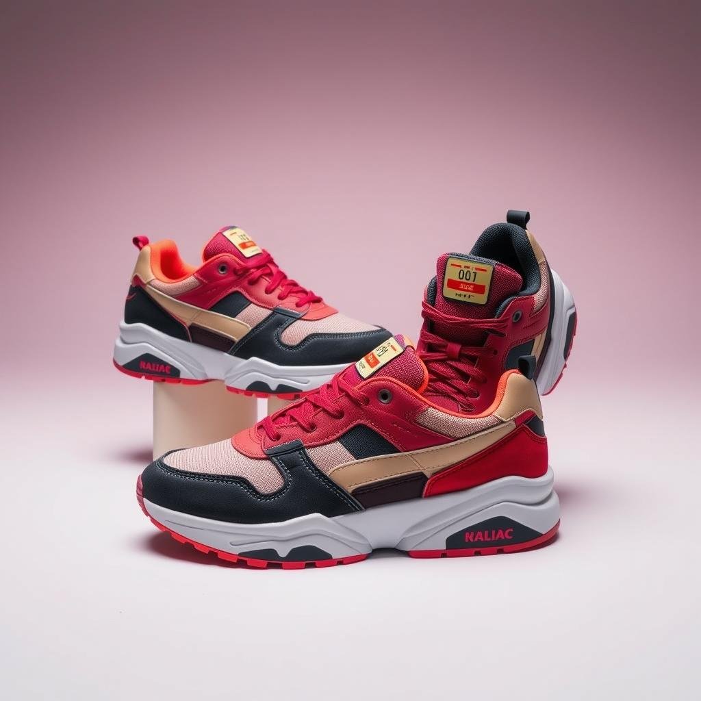 Retro-style shoes sneakers with classic 90s design elements