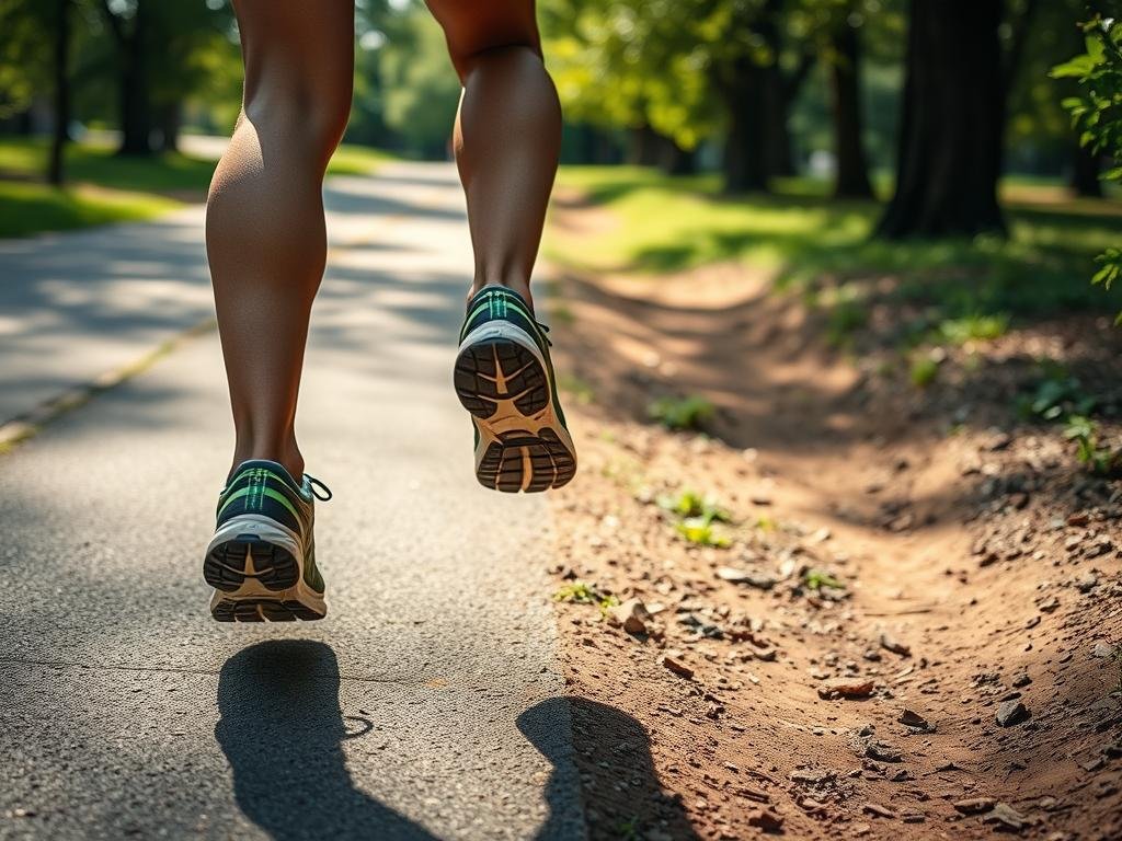 Runner transitioning from road to trail in hybrid running shoes