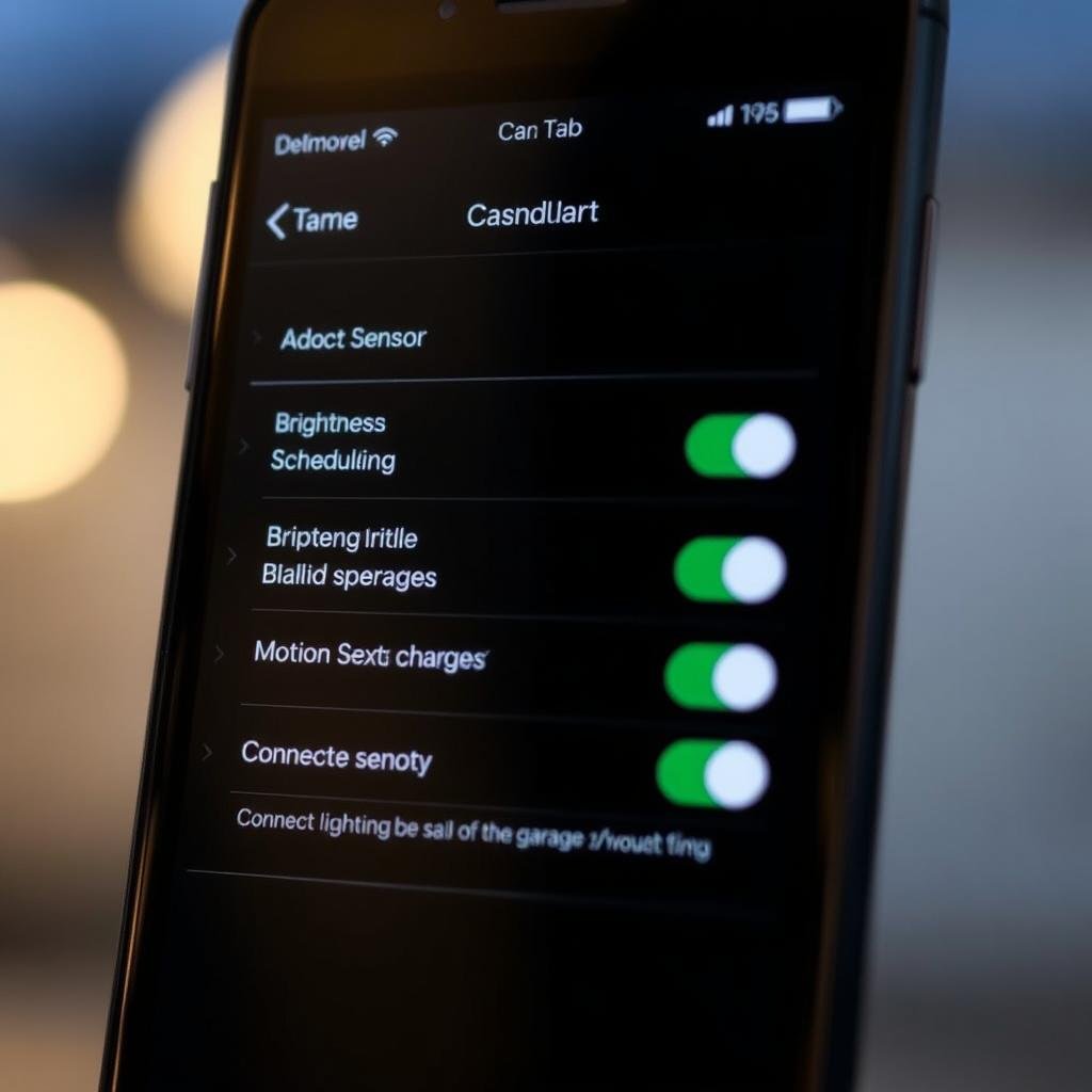 Smartphone app controlling smart garage lighting system