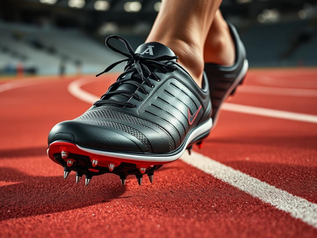Sprint track shoes with aggressive spike configuration for maximum traction