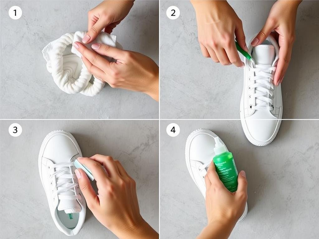 Step-by-step cleaning process for shoes sneakers