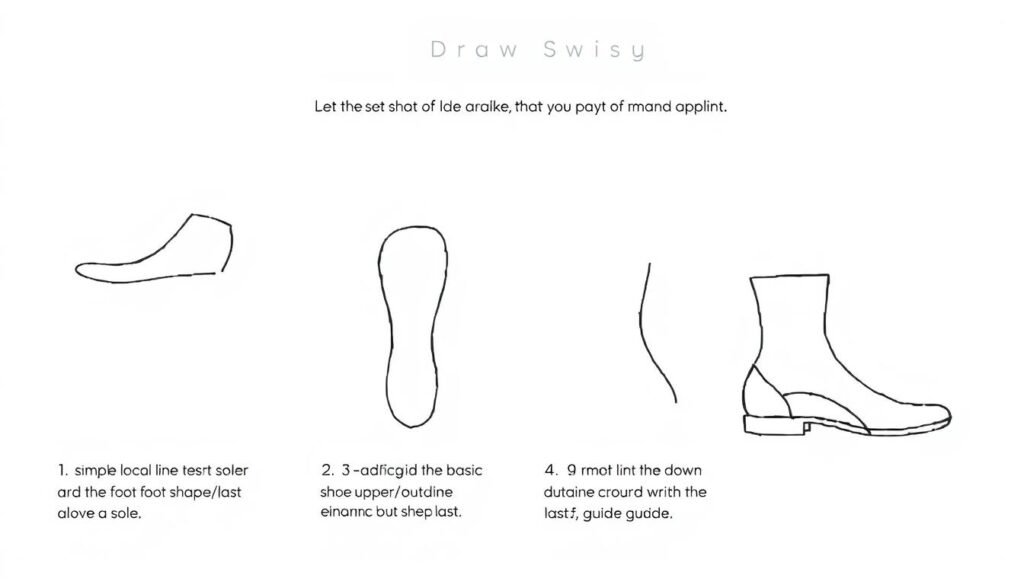Step-by-step illustration of the shoe last technique showing how it forms the foundation for shoe drawing