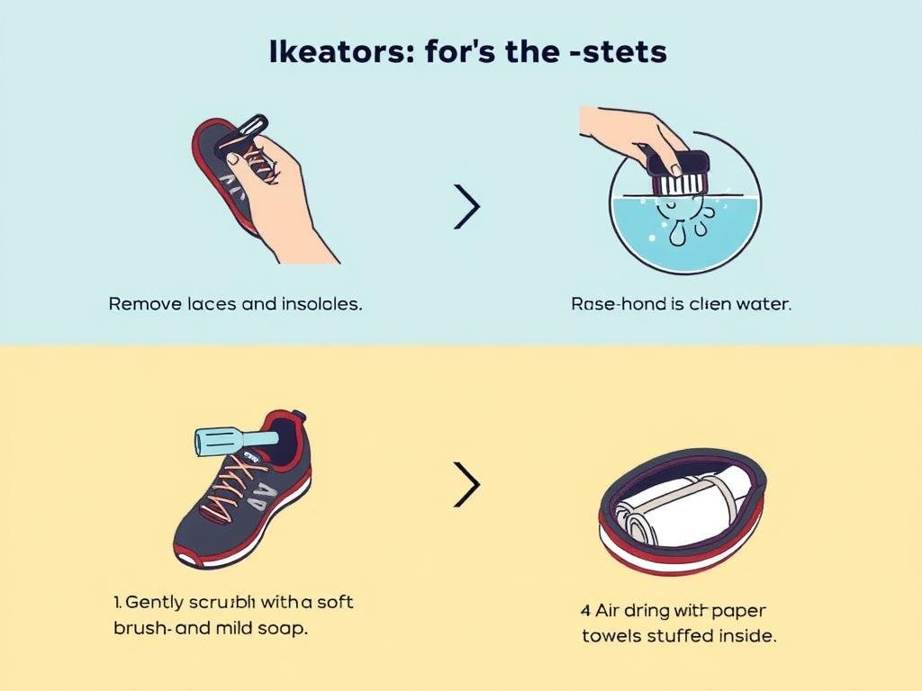 Step-by-step visual guide showing the proper cleaning process for Hoka shoes
