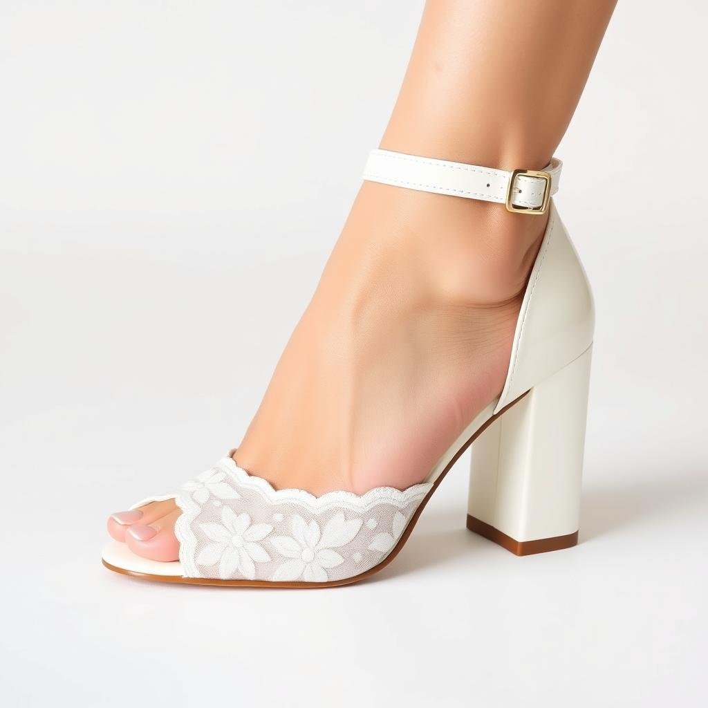 Sturdy block heel wedding shoes with ankle strap