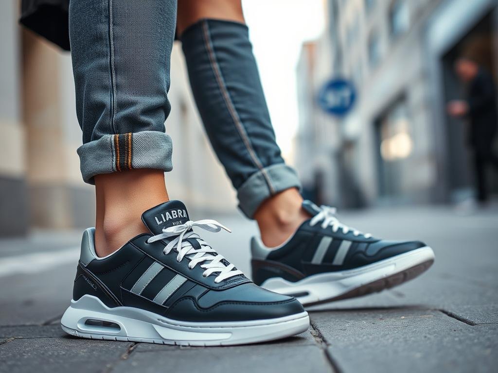 Styling example of luxury designer sneakers with elevated casual attire