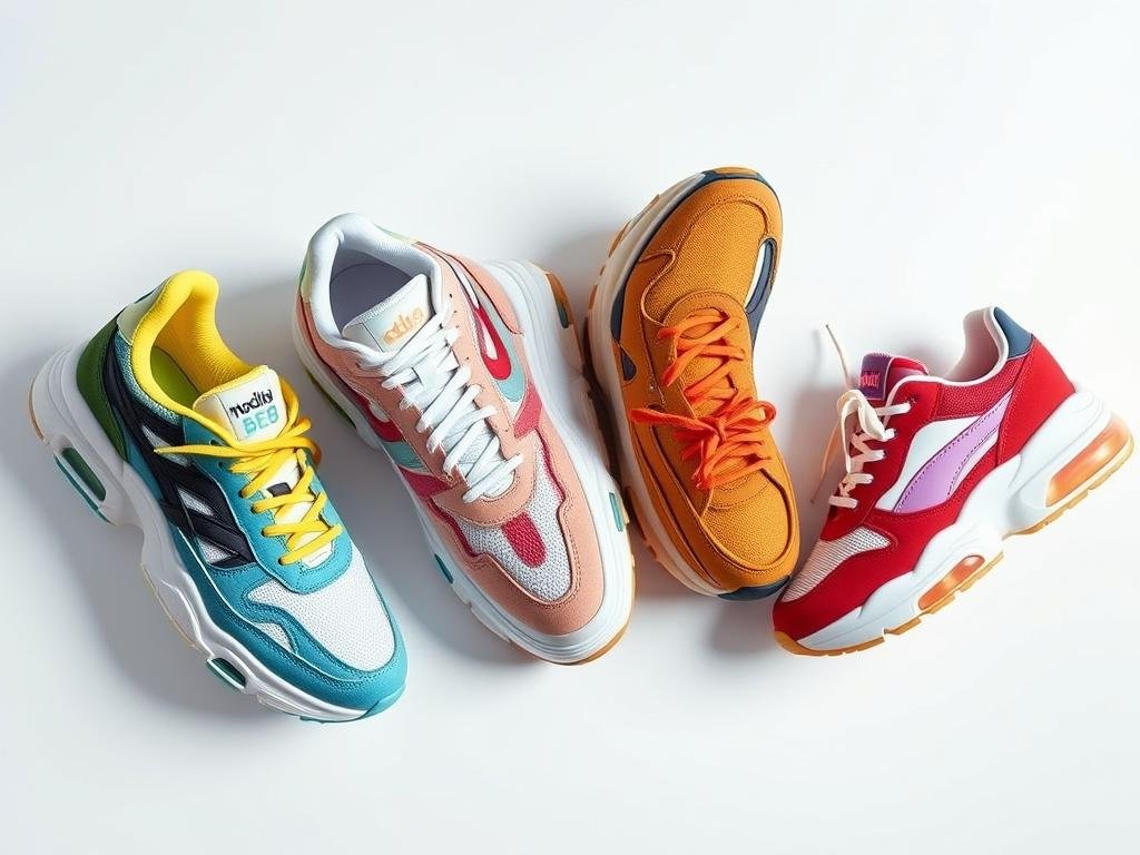 Trending shoes sneakers for the current season featuring chunky soles and retro designs