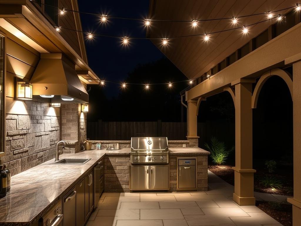 Various lighting options for outdoor kitchens