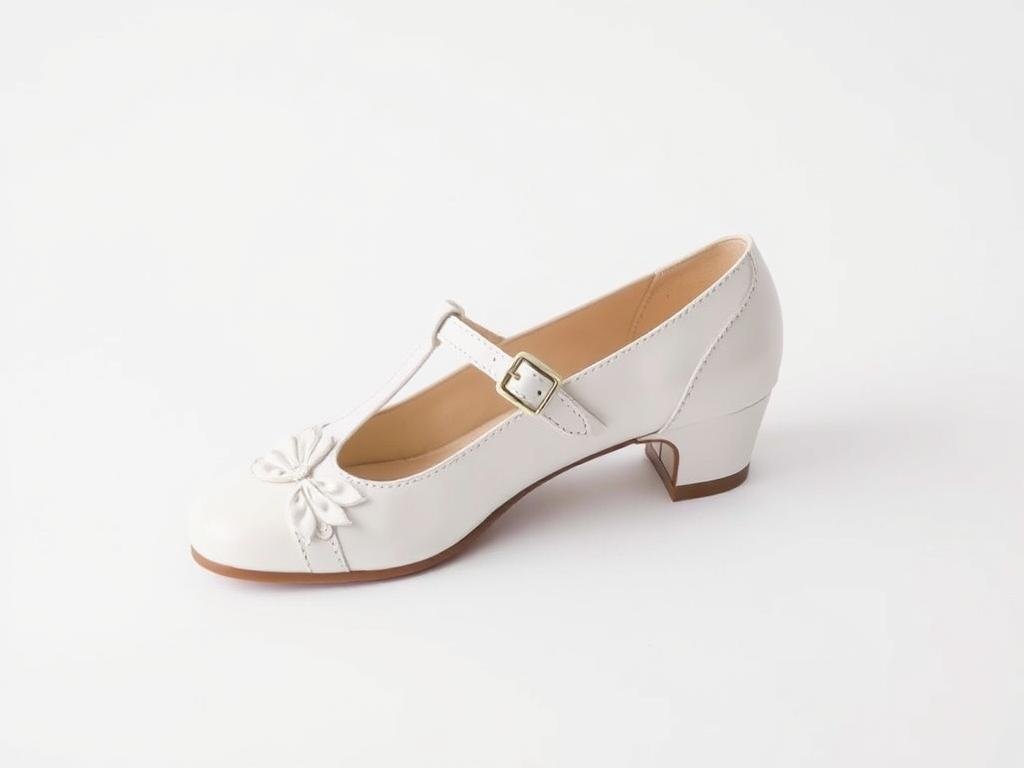 Vintage-inspired low heel Mary Jane bridal shoes