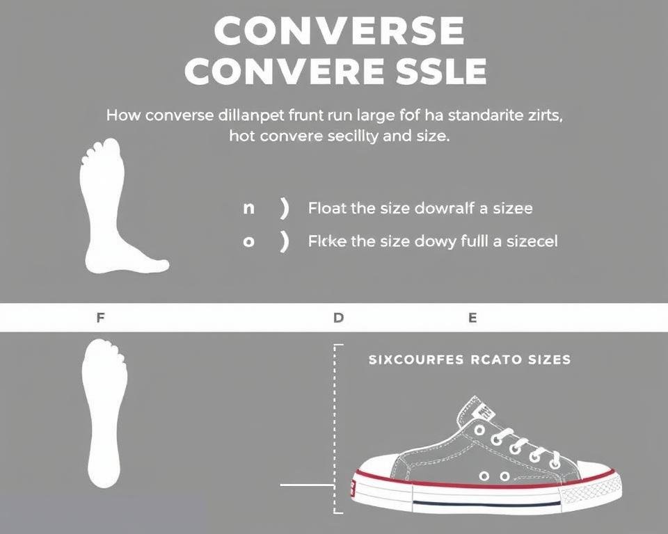 Visual guide showing how Converse shoes fit compared to standard sizing