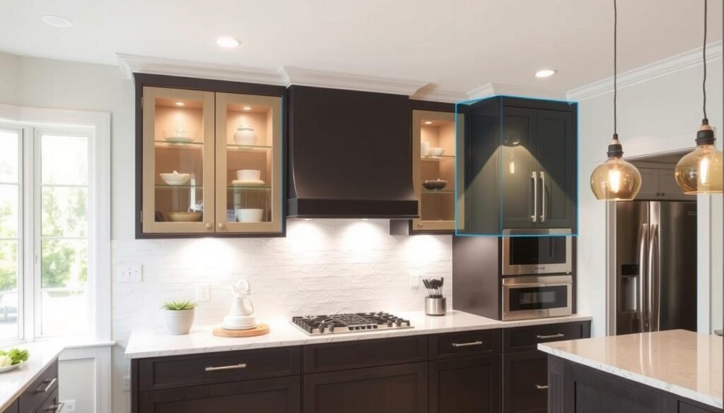 Well-lit kitchen with multiple lighting layers working together