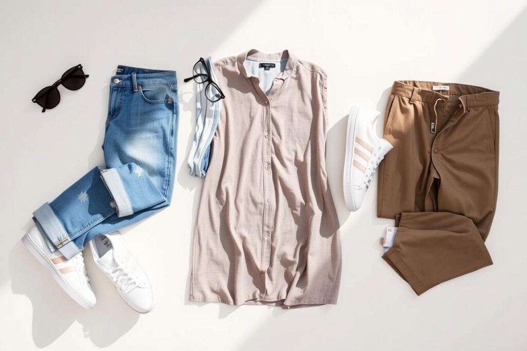 White leather sneakers styled with different outfits showing their versatility