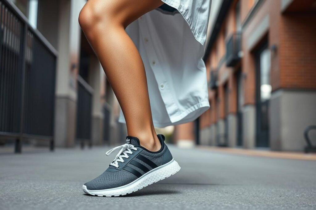 Woman wearing Adidas Sambas with shorts and an oversized button-up for a summer adidas shoes women outfit