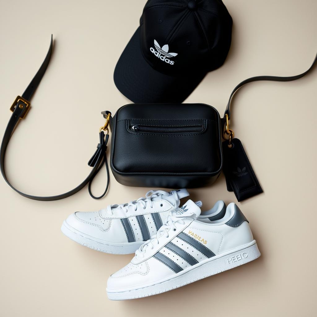 Woman wearing Adidas sneakers with a crossbody bag and baseball cap for a casual adidas shoes women outfit