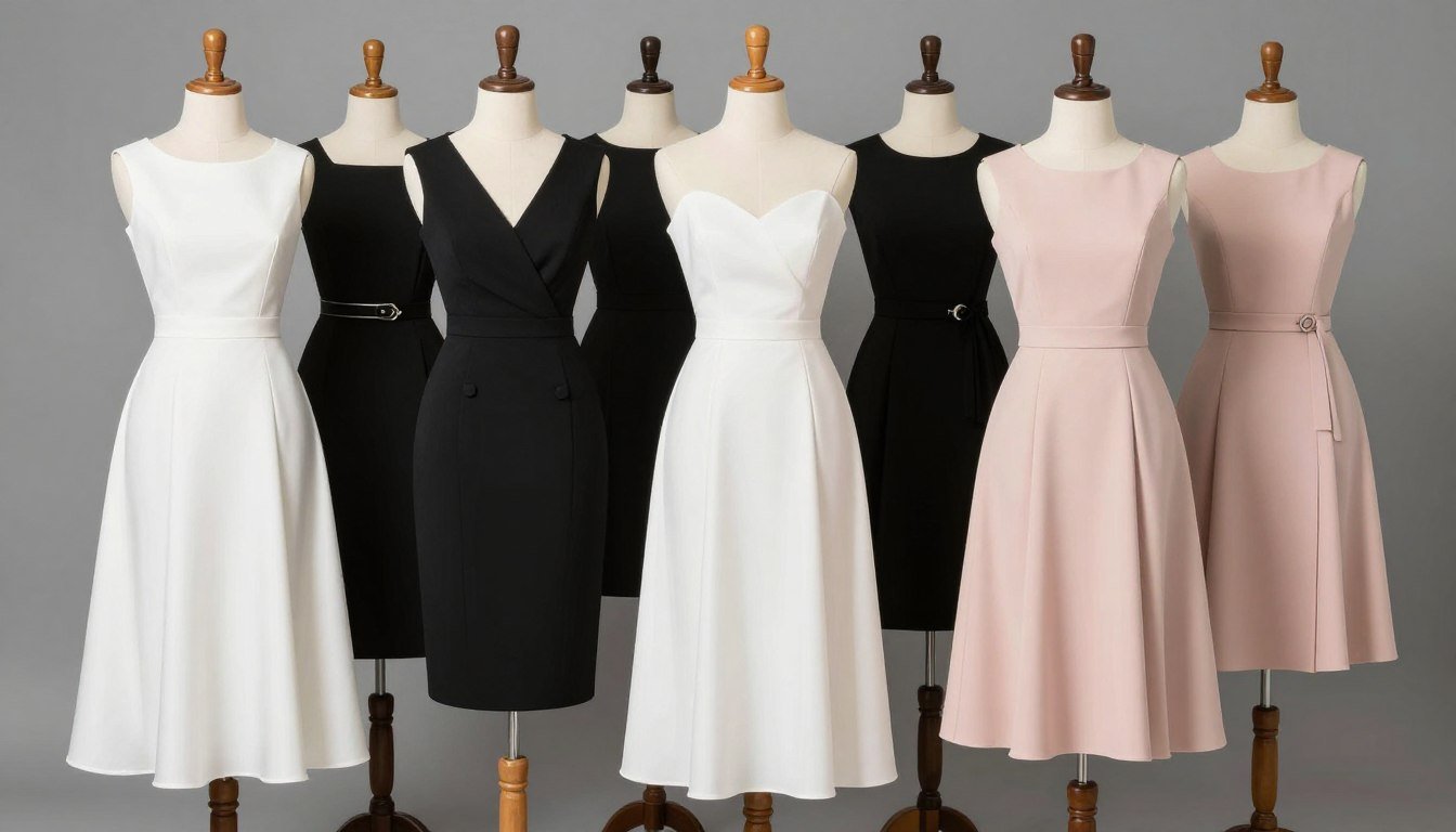 A collection of graduation dress outfits featuring different styles and colors suitable for graduation ceremonies
