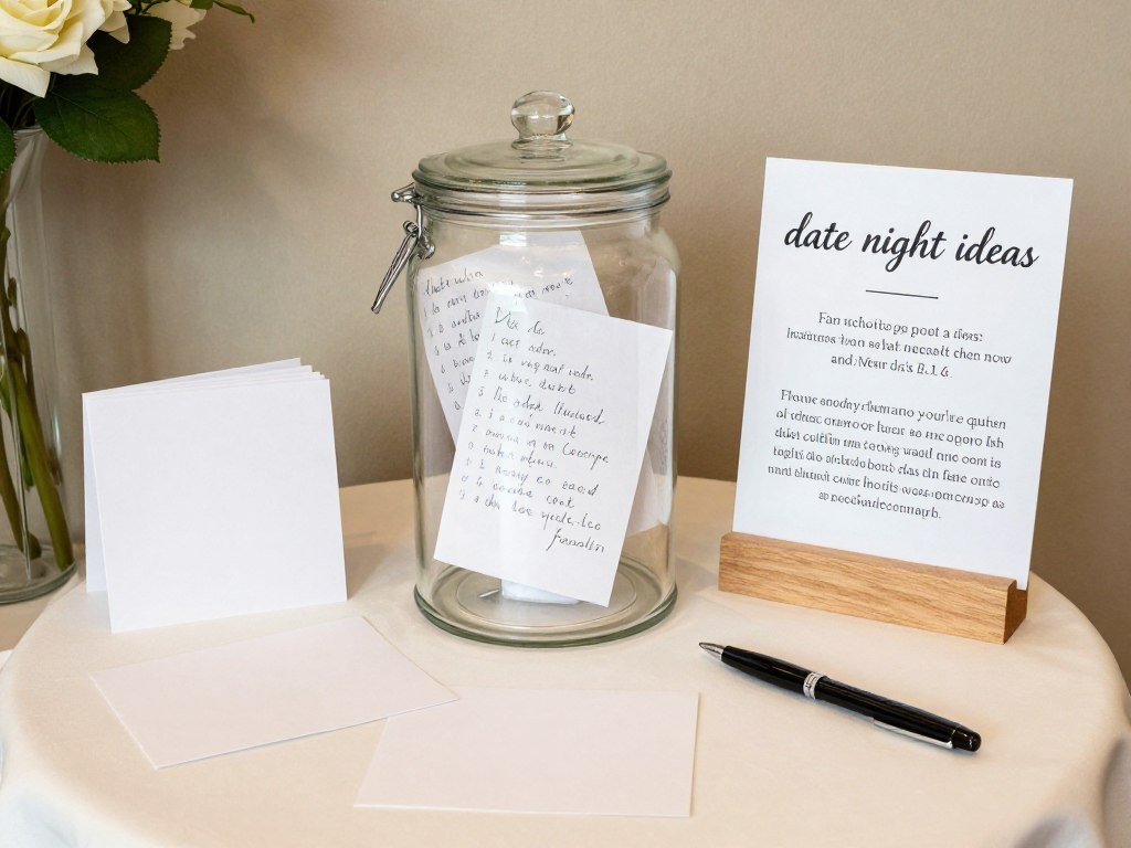 A date night jar guest book with activity suggestions from guests