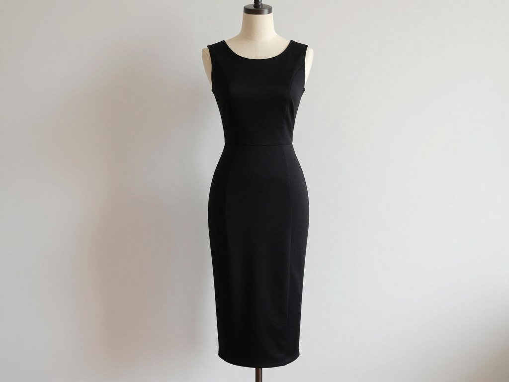 A fitted black bodycon graduation dress showing its curve-hugging silhouette
