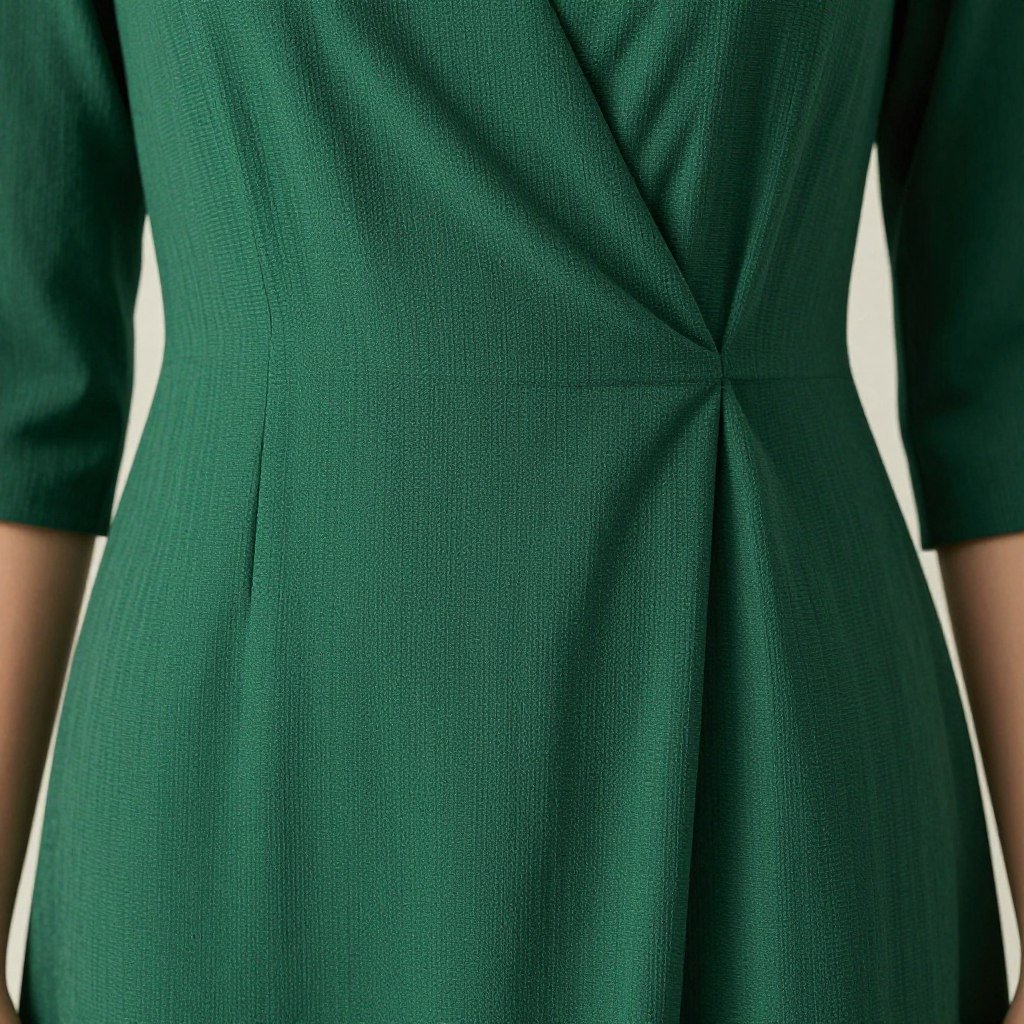 A forest green crepe midi dress with subtle texture and draped details perfect for a fall wedding