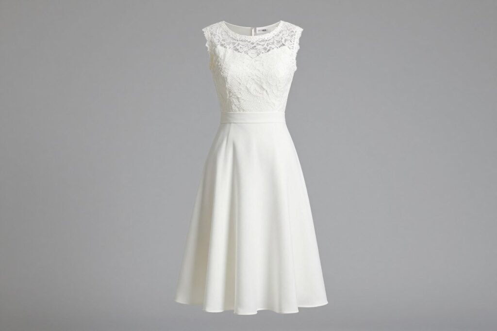 A-line graduation dress in white with subtle lace details