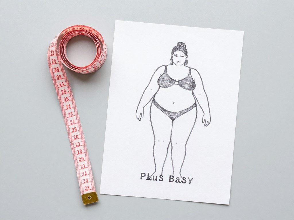 A measuring tape and size chart for plus size dress shopping