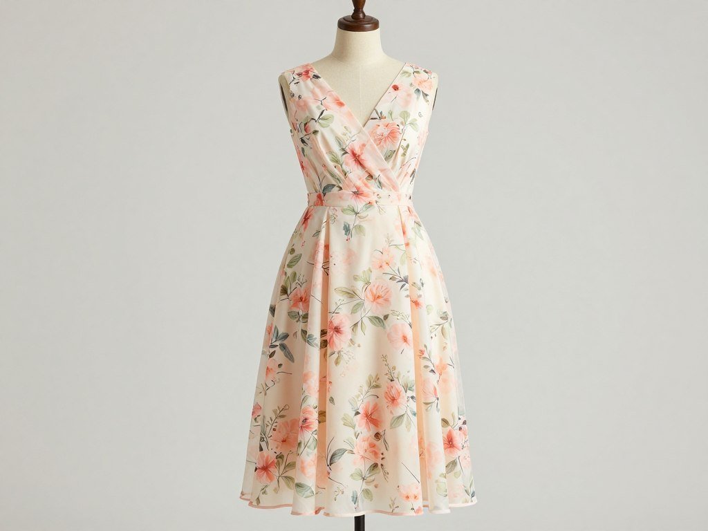 A plus size floral wedding guest dress in pastel colors for spring weddings