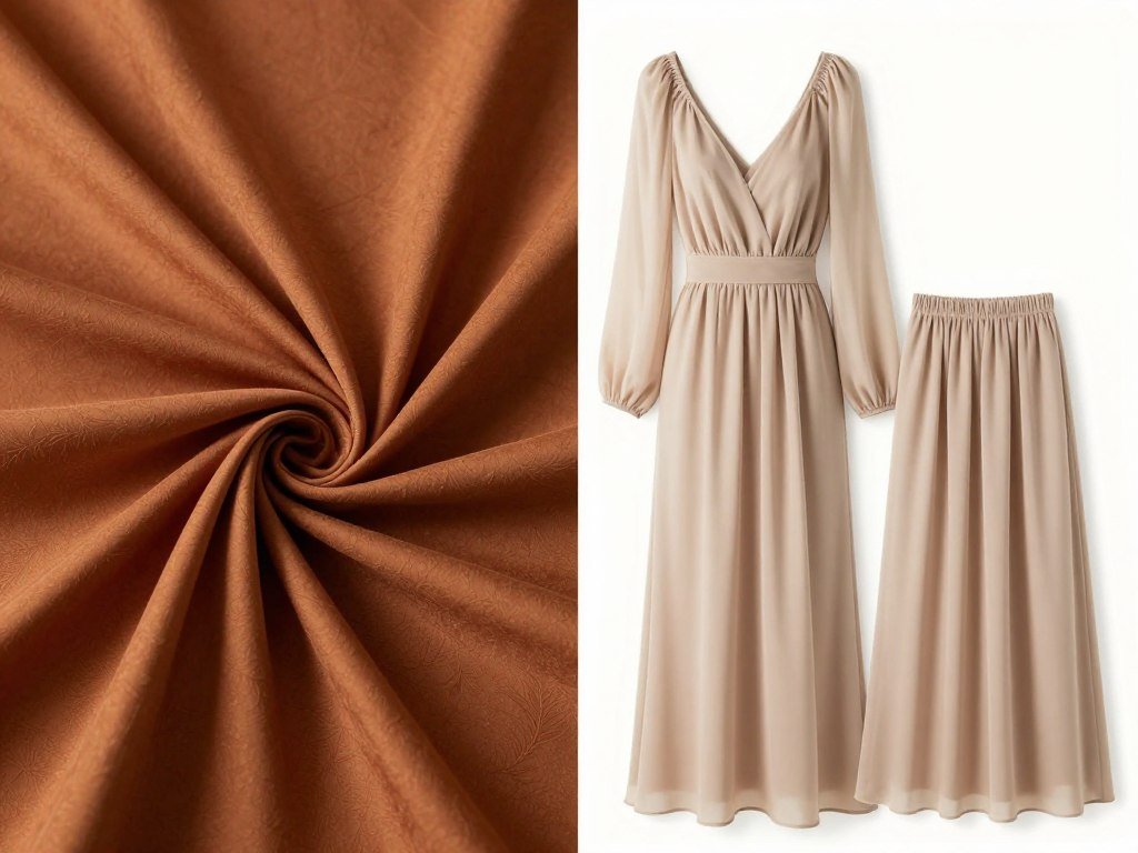 A styled image showing contrasting appropriate and inappropriate fabric choices for fall wedding guest attire