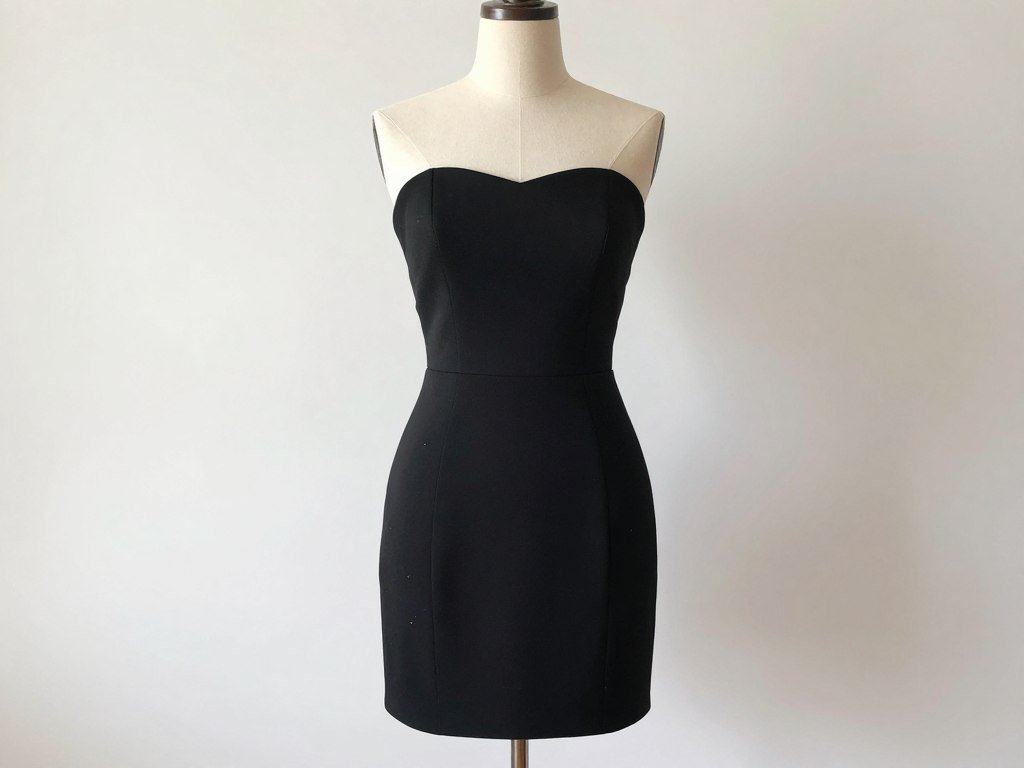 A stylish black mini graduation dress falling above the knee