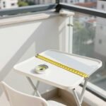 Creating a Magical Small Balcony Garden: Your Complete Guide A sunny small balcony with measurement tape and compass showing how to assess sunlight and space