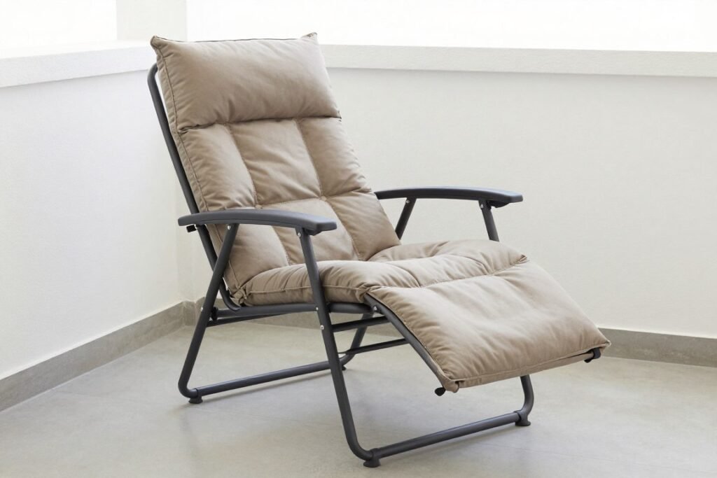 Adjustable compact lounge chair for small balconies