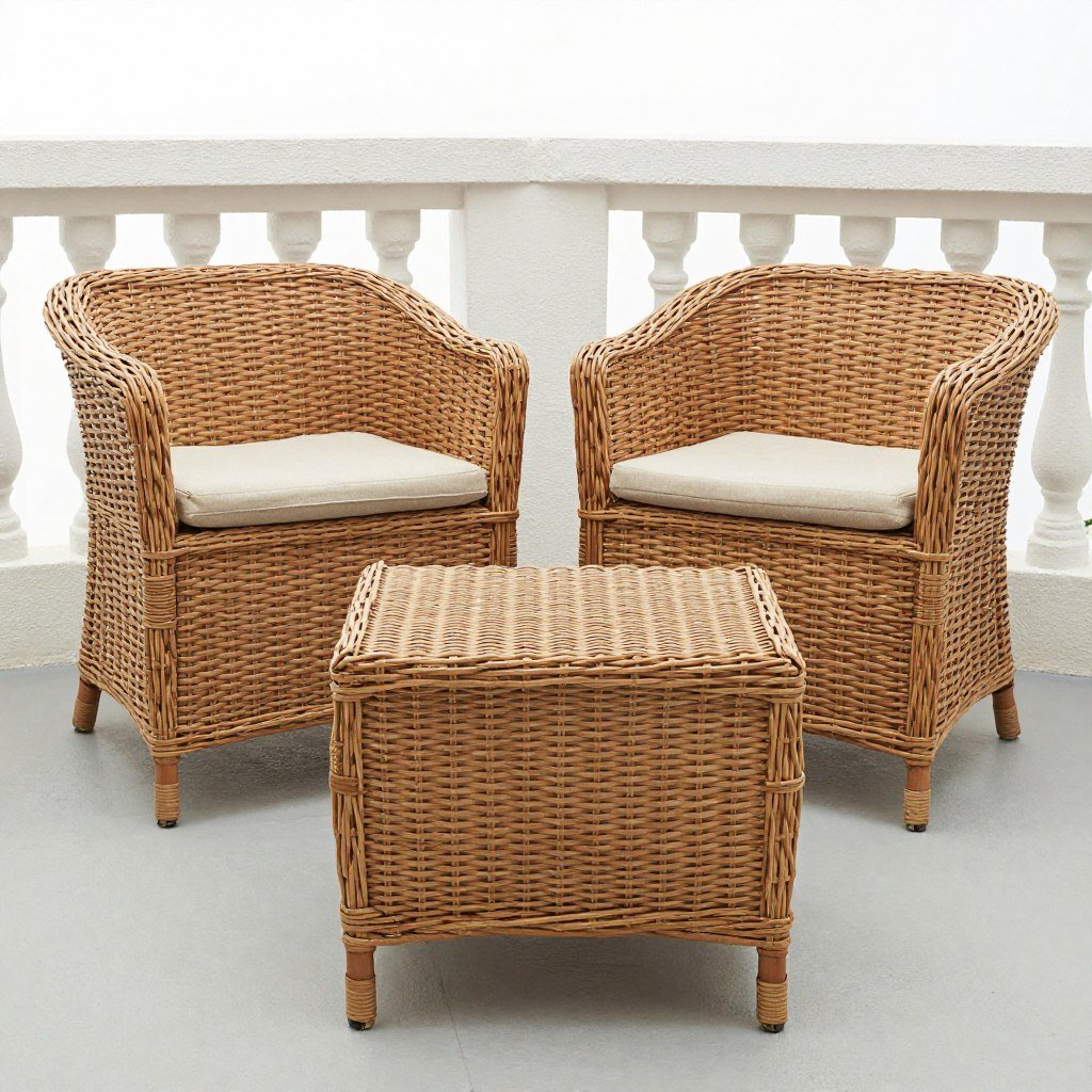 All-weather wicker bistro set with cushions
