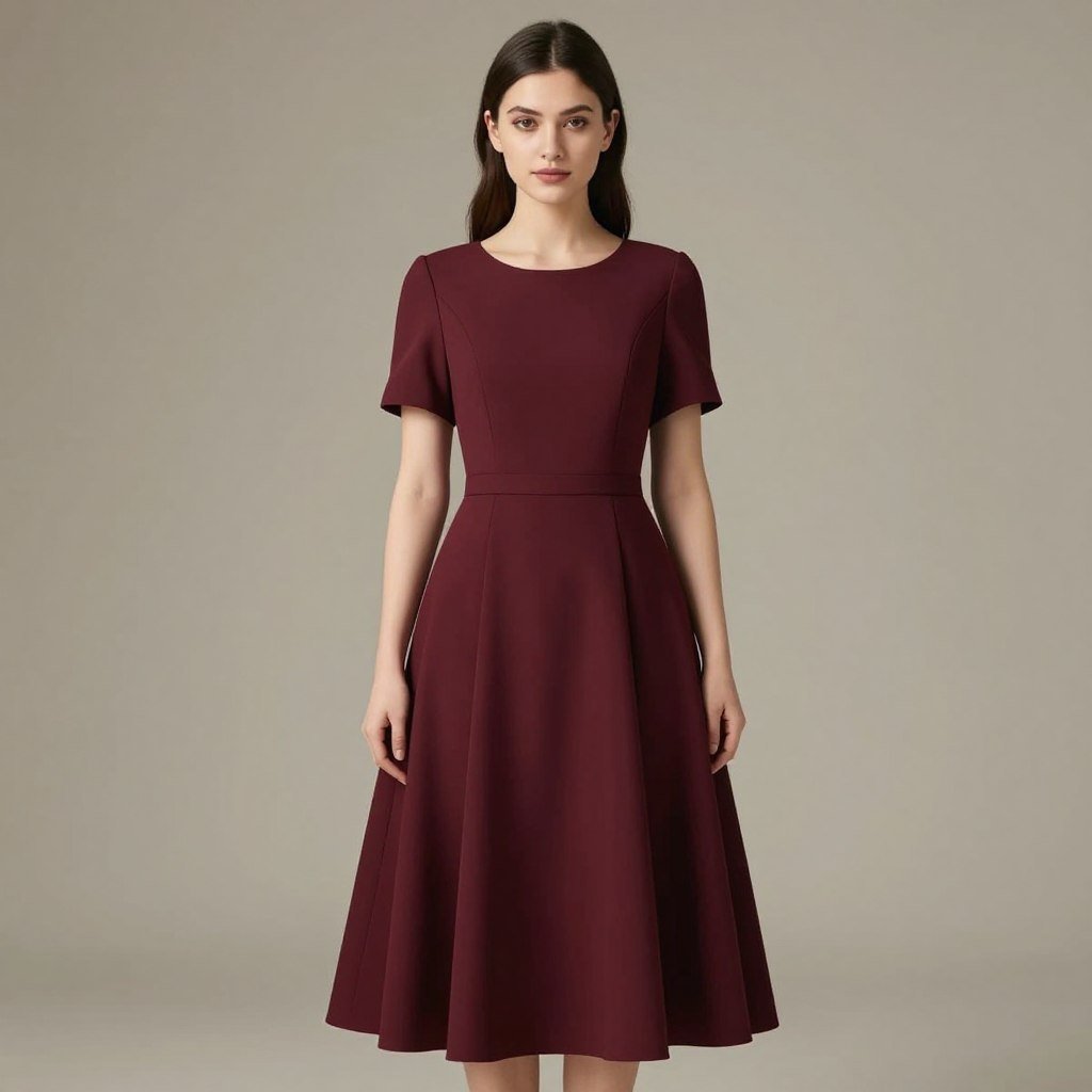 Apple-shaped figure in a graduation dress with empire waist