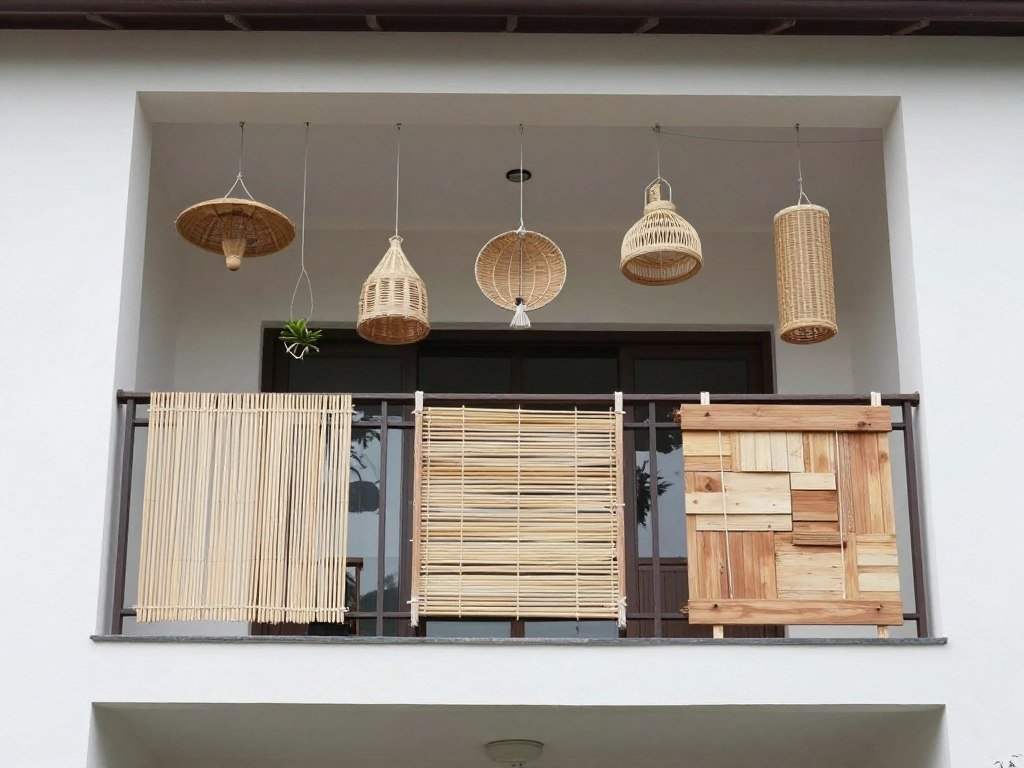 Balcony with creative DIY privacy solutions