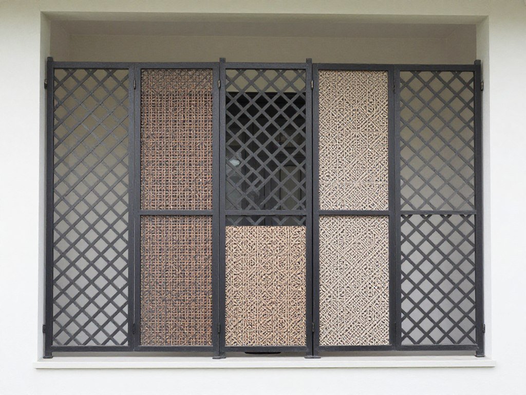 Balcony with decorative screens and panels for privacy