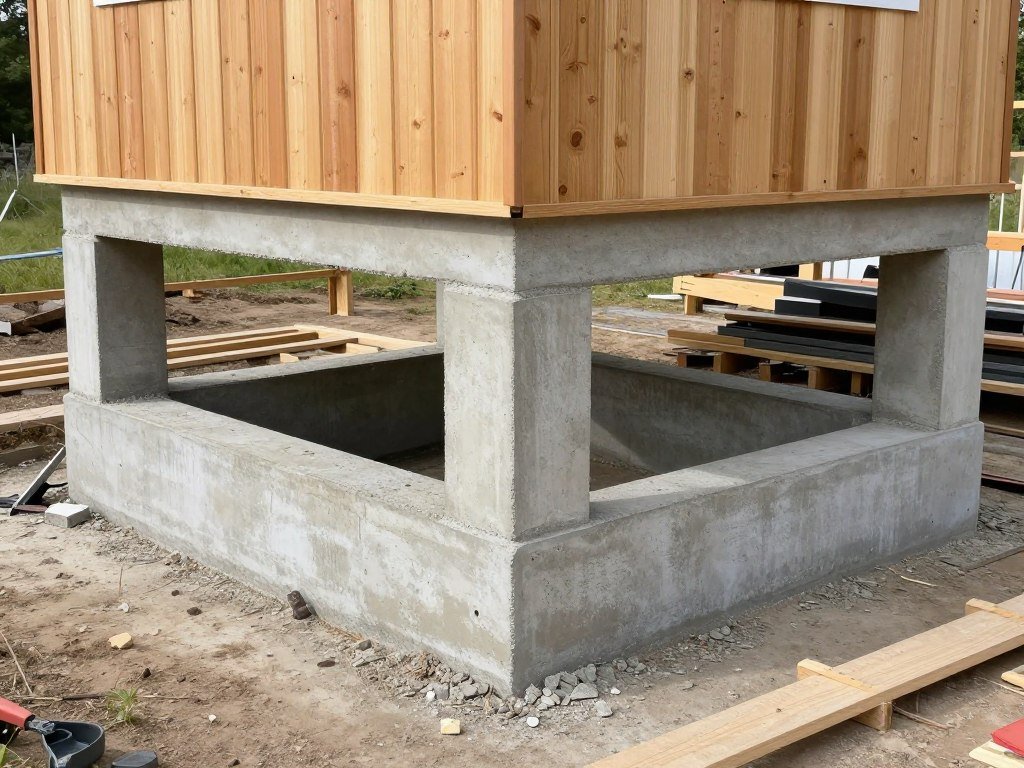 Budget-friendly pier foundation being installed for a small cabin