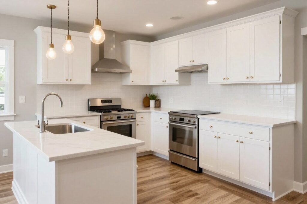 Budget-friendly yet stylish kitchen with simple finishes and clever design elements