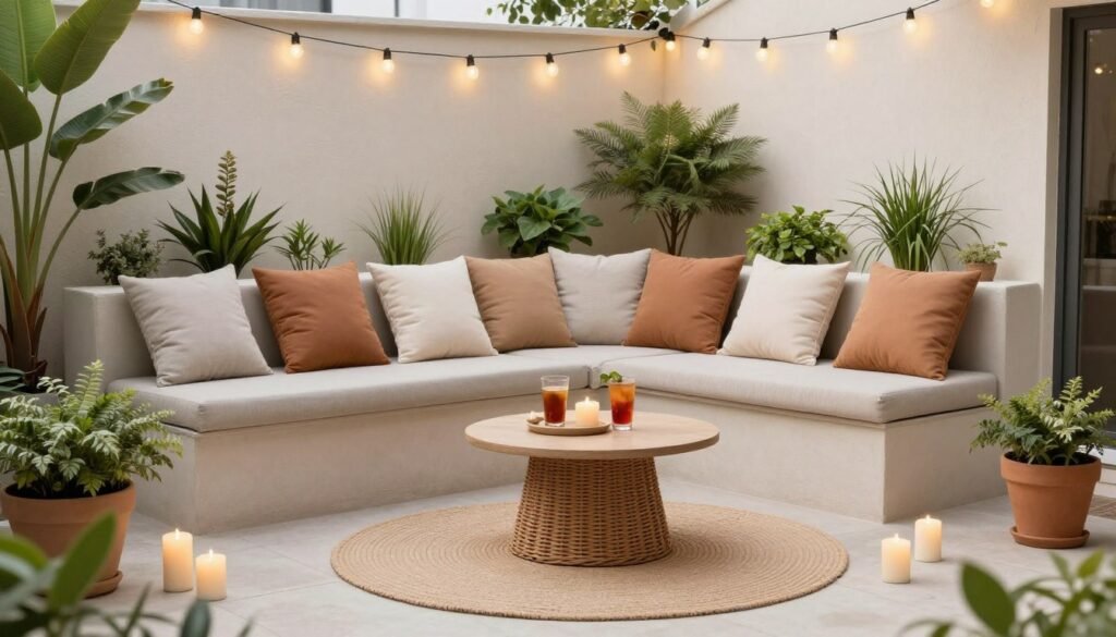 Budget patio with coordinated color scheme and thoughtful details