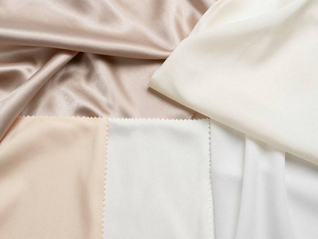 Close-up of different graduation dress fabrics showing texture and drape