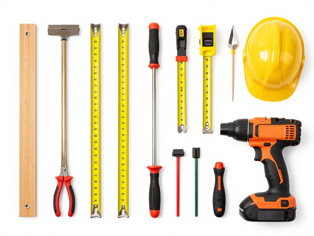 Collection of essential tools for DIY home building projects
