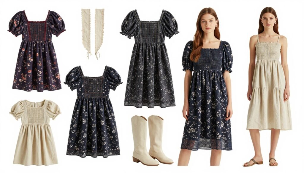 Collection of modern babydoll dresses showing current trends