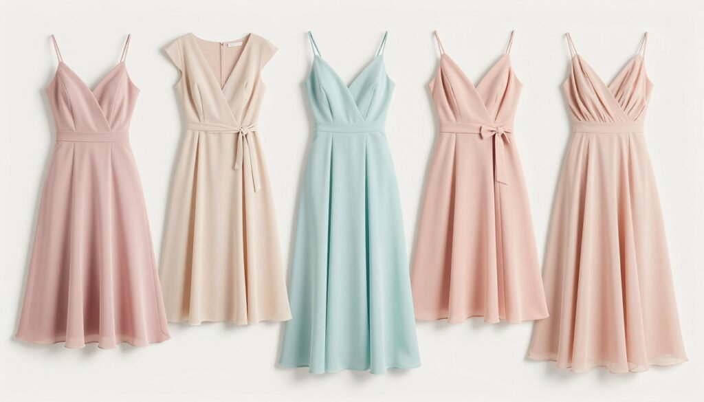 Collection of spring wedding guest dresses in various styles and colors Collection of spring wedding guest dresses in various styles and colors