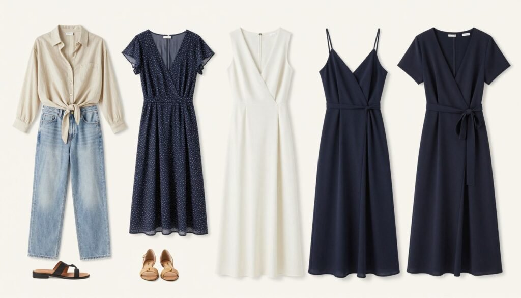 Collection of summer dresses for different occasions displayed together