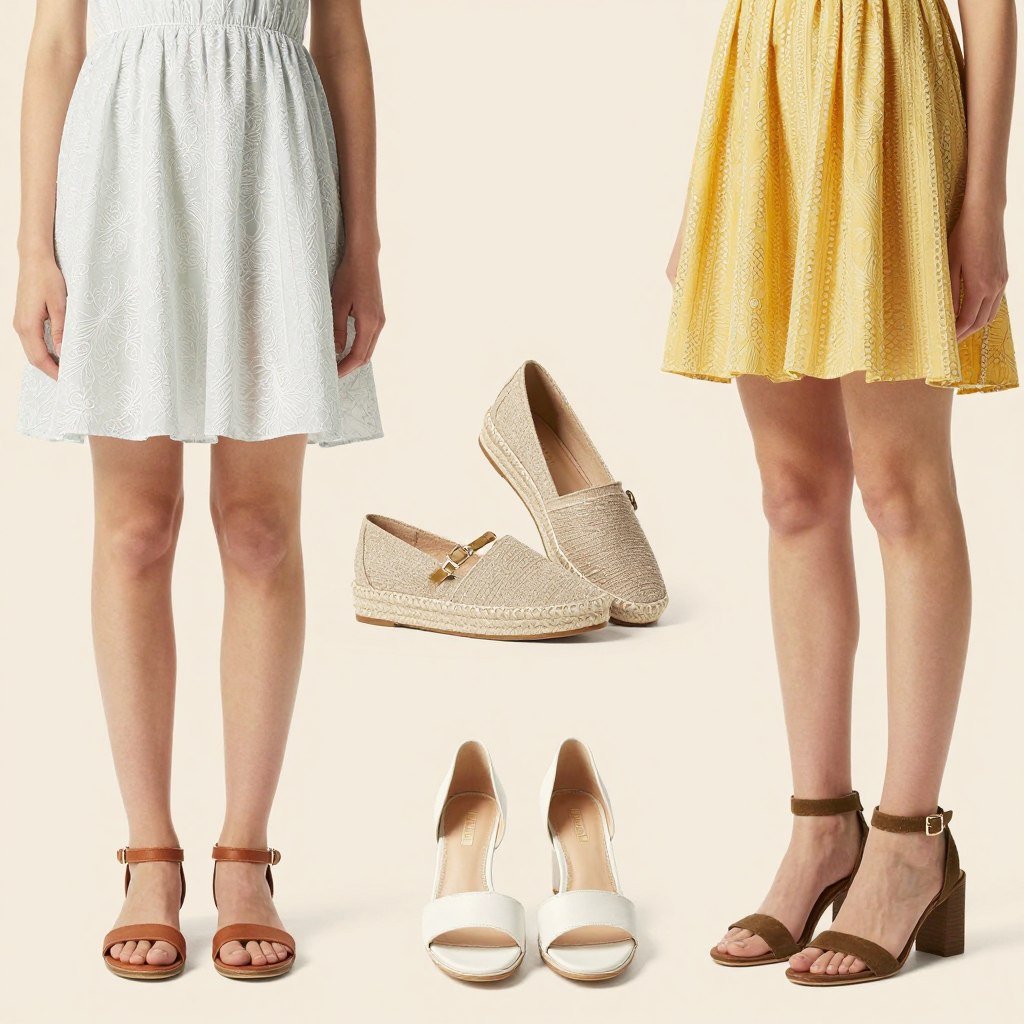 Collection of summer footwear to pair with short dresses