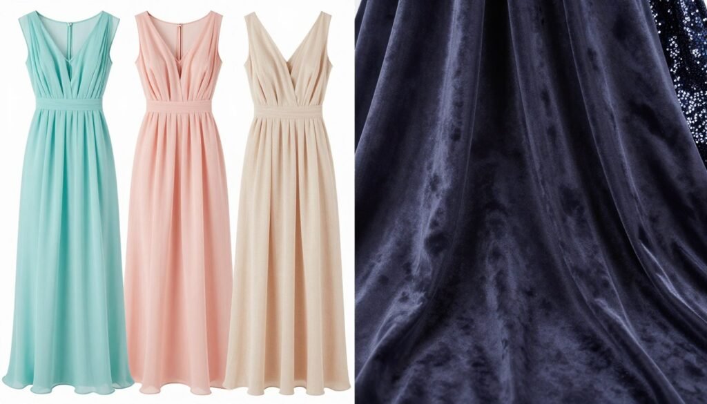 Comparison of appropriate vs inappropriate fabrics for beach wedding guest dresses