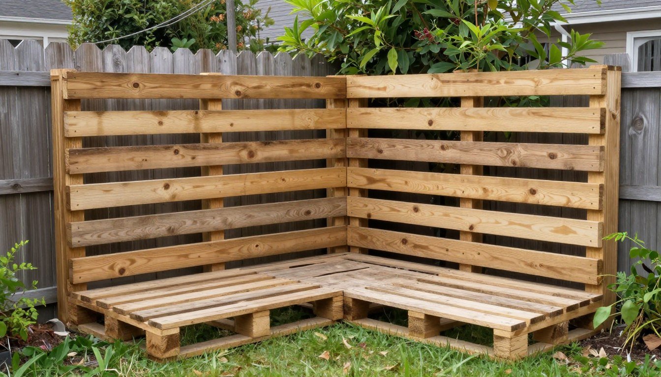 Completed DIY privacy fence made from budget materials creating a secluded backyard space