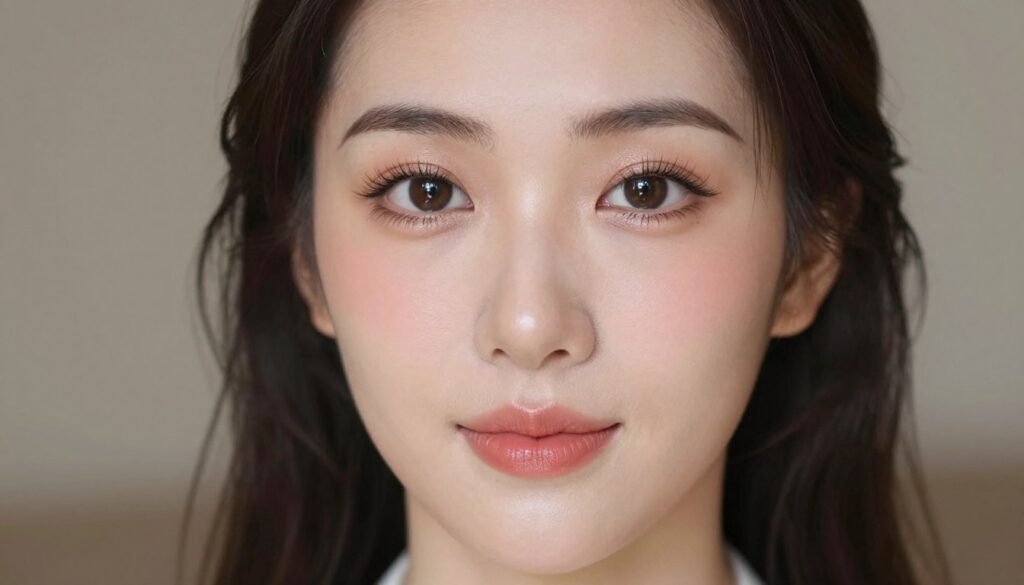 Completed wedding guest makeup look showing radiant finish