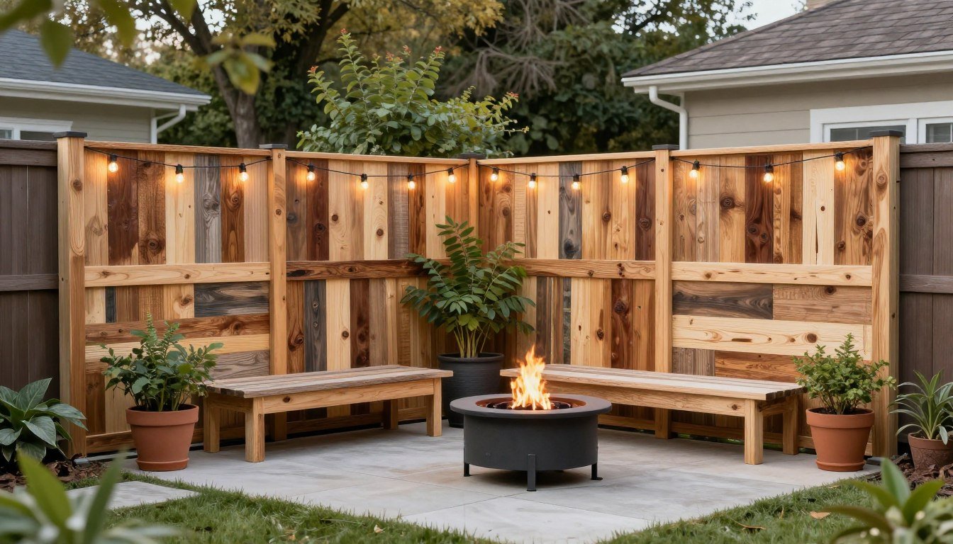 Cozy backyard with a budget-friendly privacy fence creating a secluded outdoor living space