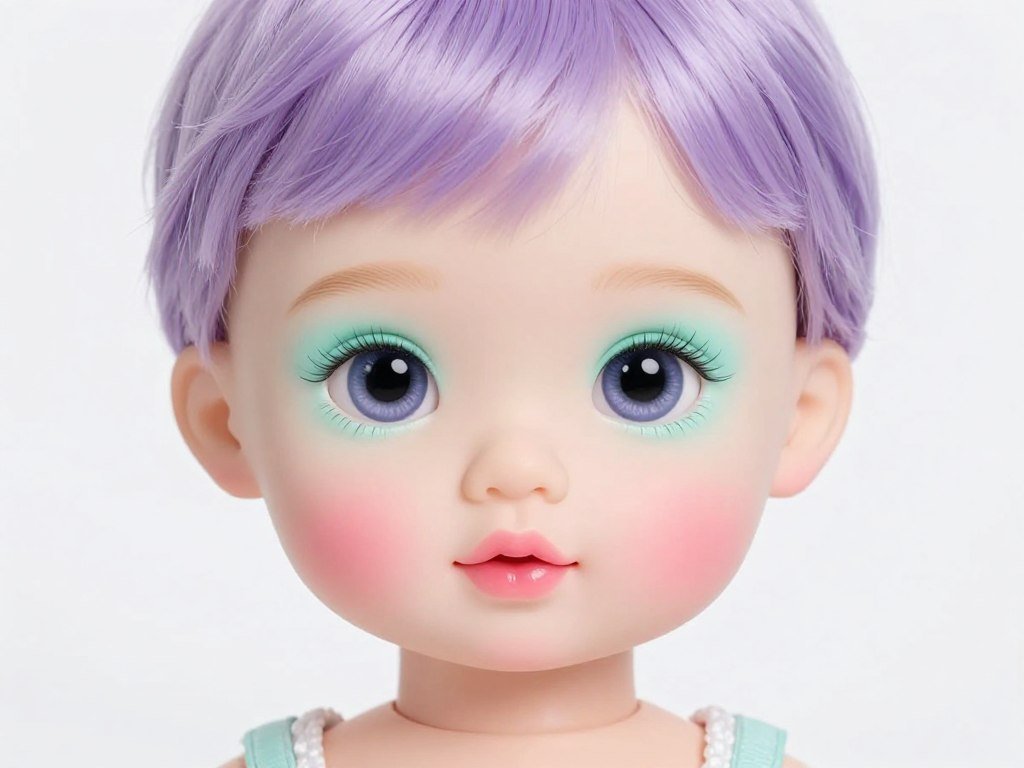 Creative colorful babydoll makeup with pastel eyeshadow