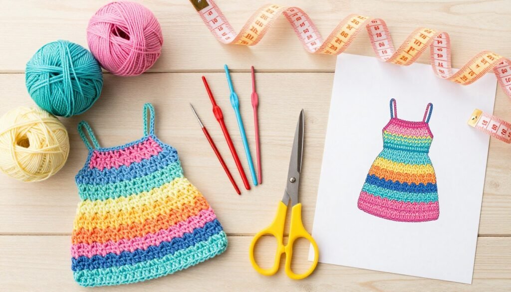 Crochet supplies and pattern for making a summer dress