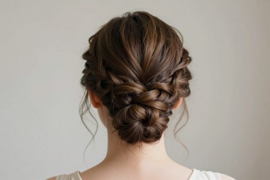 Crown braid for medium length hair