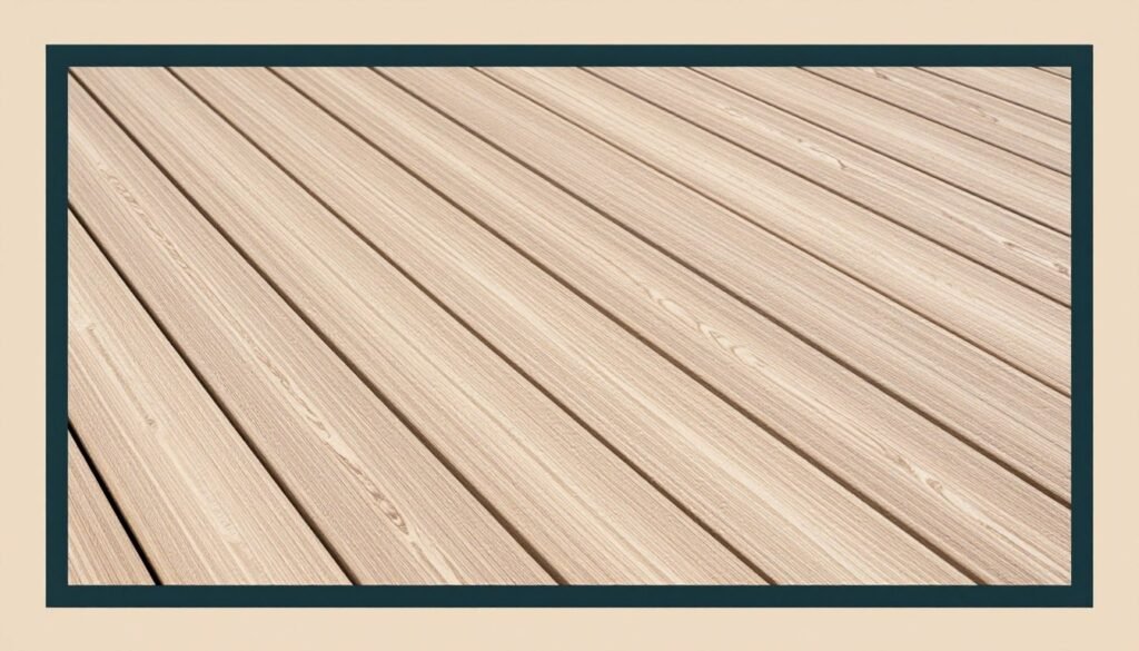 DIY deck with picture frame border and diagonal decking pattern