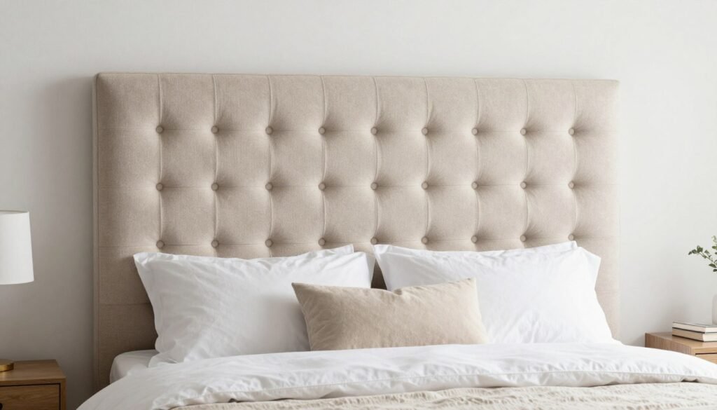 DIY fabric headboard with tufted design